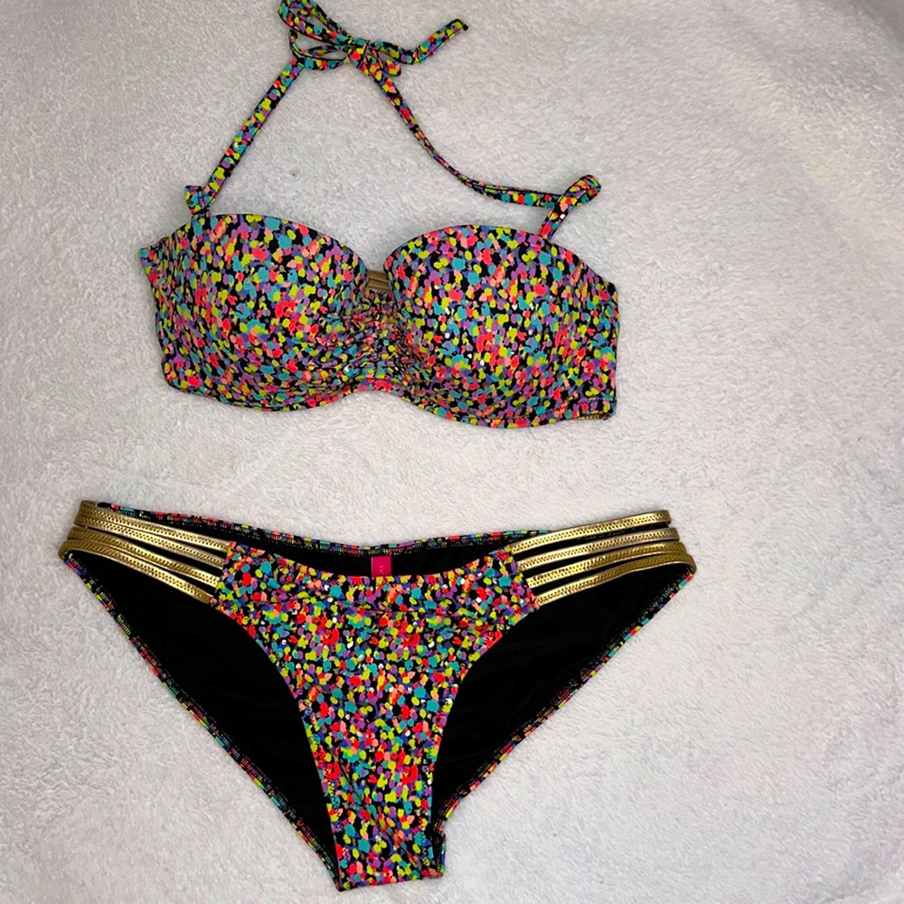 Gorgeous Black, Gold and multicolor Victoria’s Secret Bikini